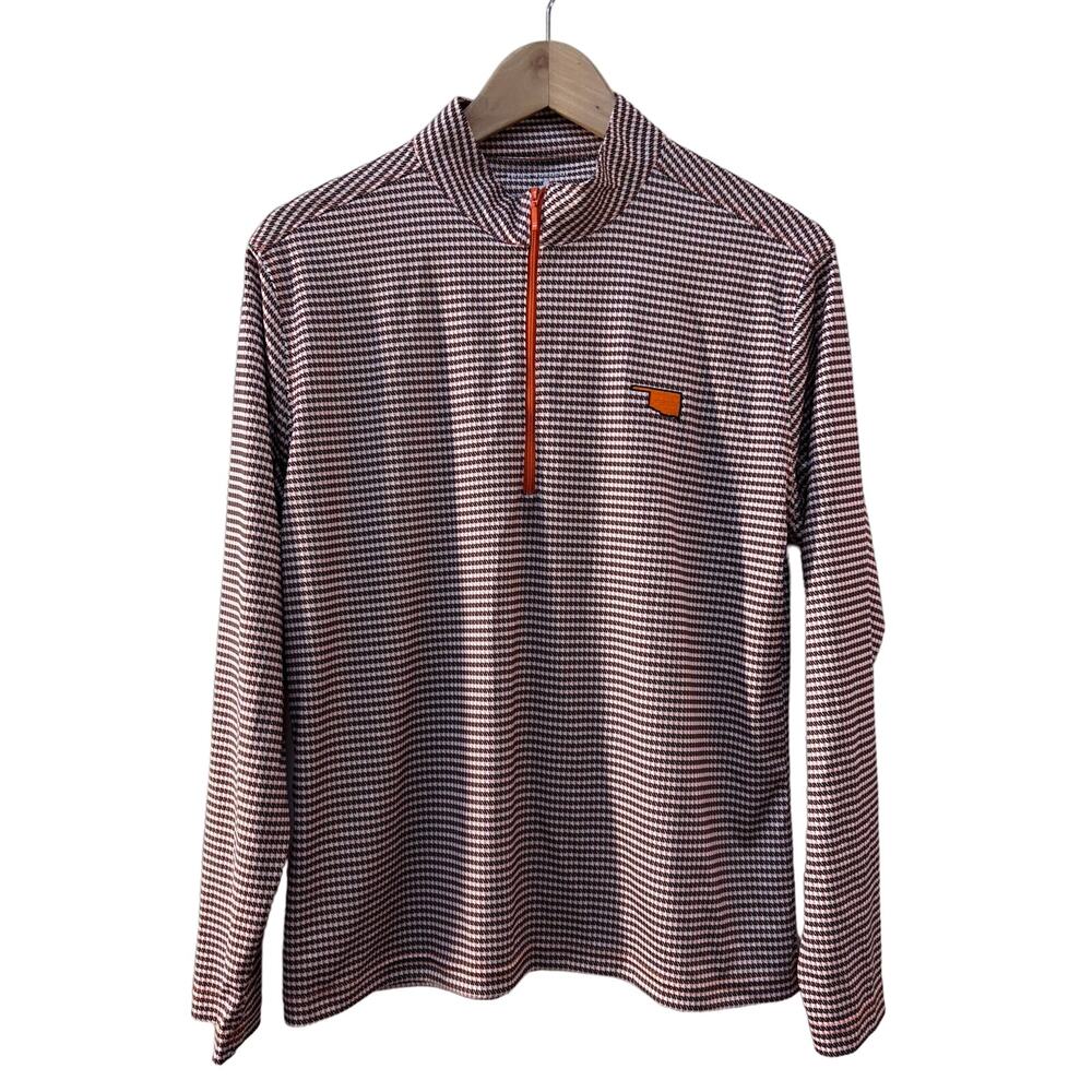 Horn Legend Oklahoma state OSU 1/4 Zip Performance Pullover Top Houndstooth